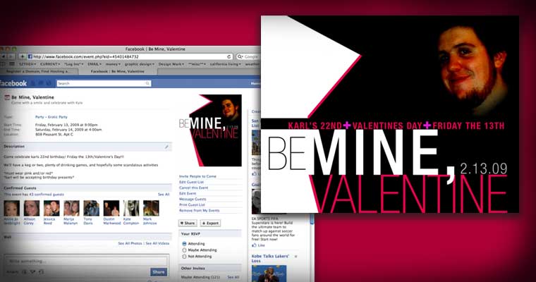 Valentines Day + Karls Bday + Friday the 13th [Facebook Event Flyer / 2009]